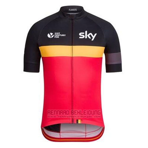 2016 Fahrradbekleidung UCI Weltmeister Lider Sky Shwarz und Rot Trikot Kurzarm und Tragerhose